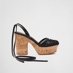 PRADA Crochet wedge sandals Black 36
